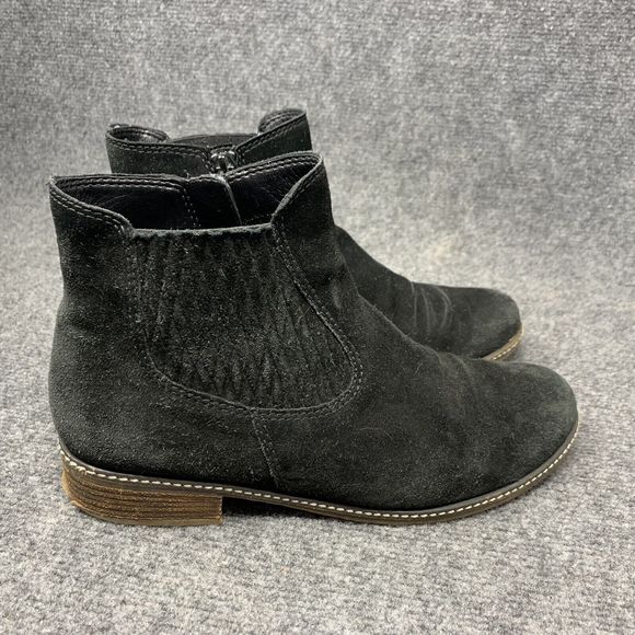 Gabor Shoe Boot Leather Suede Women Sz UK 6  US 8.5 Black Low Stack Heel - Picture 6 of 12